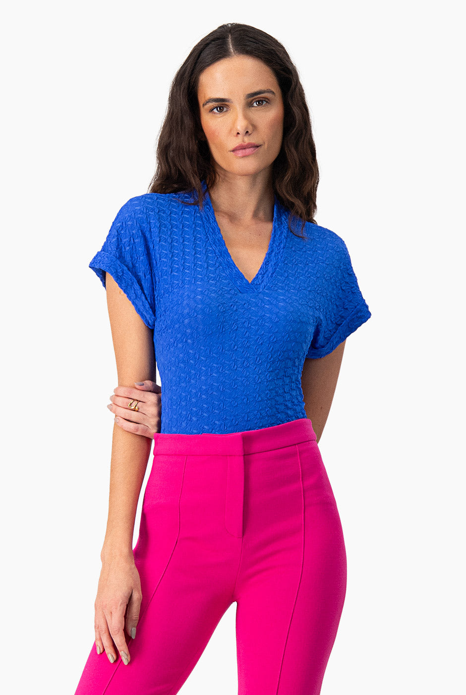 Blusa fashion azul rey mujer