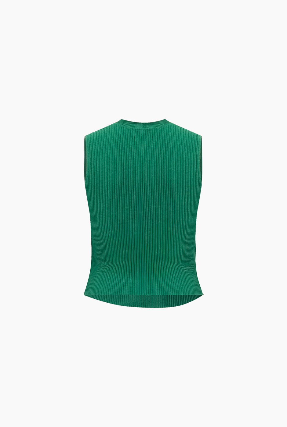 Top verde acanalado sin mangas con cuello redondo