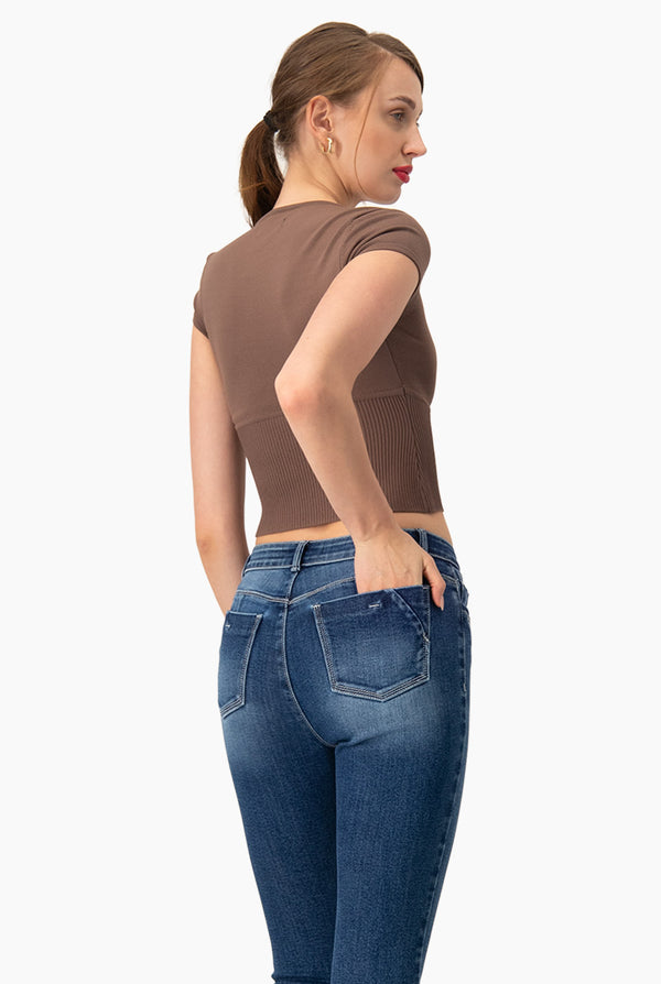 Slim Top Tejido Combinado