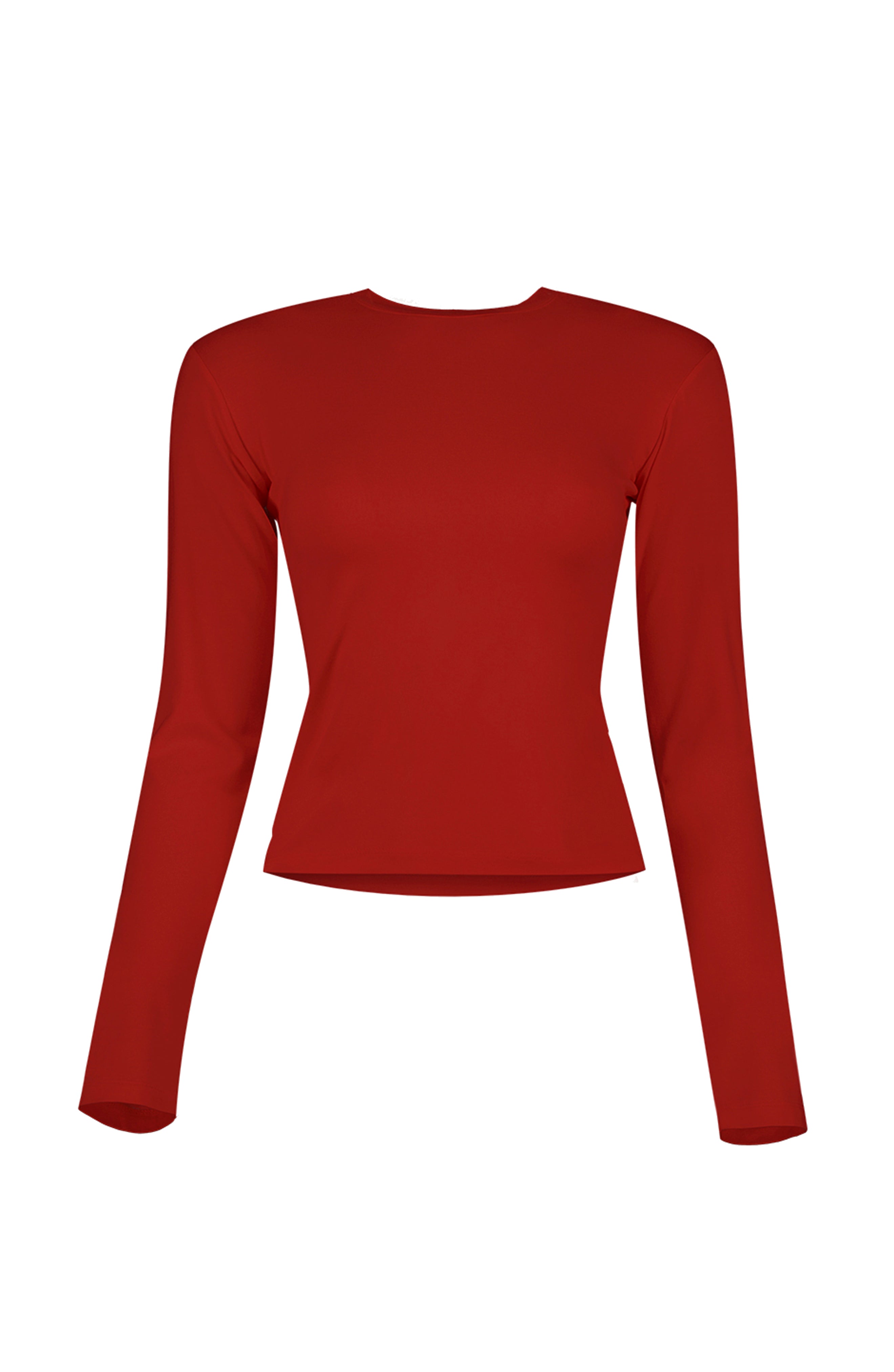 Playera básica de color ladrillo con manga larga y cuello redondo