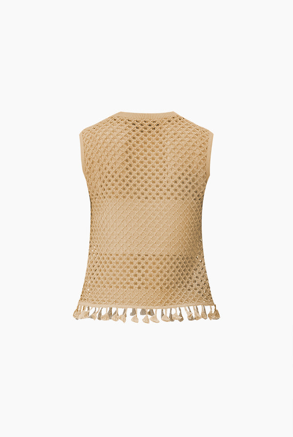 Blusa recta tejida con flecos