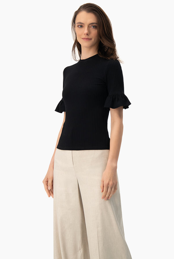 Blusa de manga corta de volantes