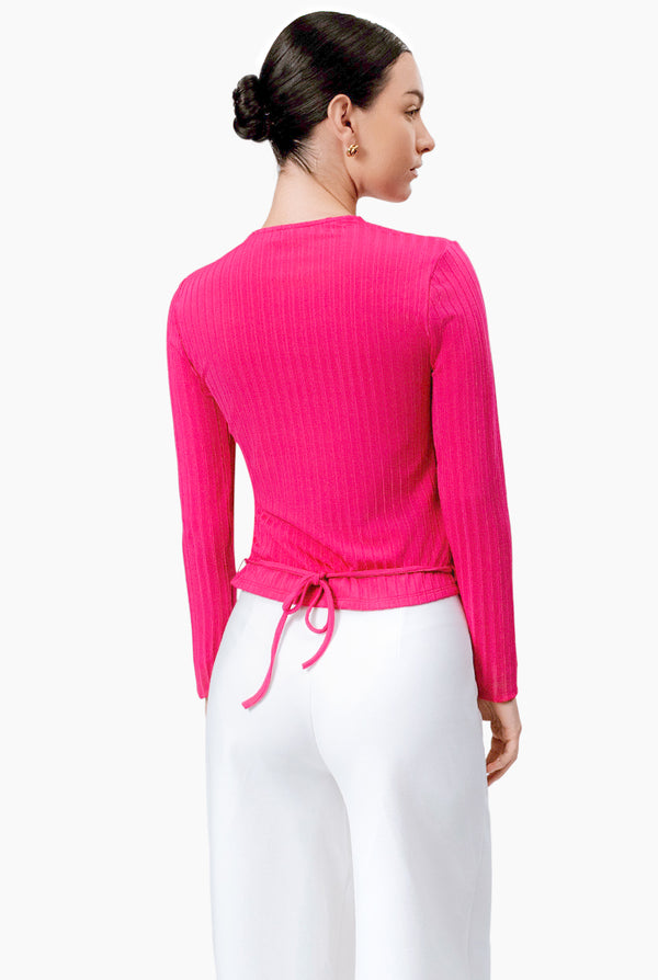 Blusa fucsia de manga larga