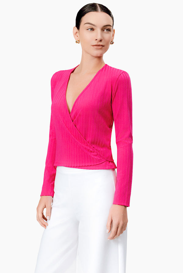 Blusa fucsia de manga larga