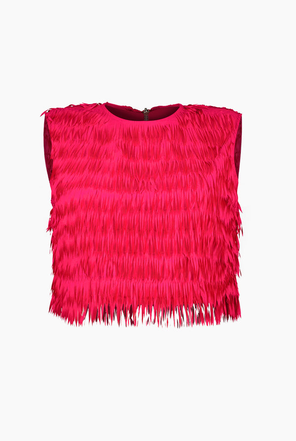 Top corto sin mangas fucsia