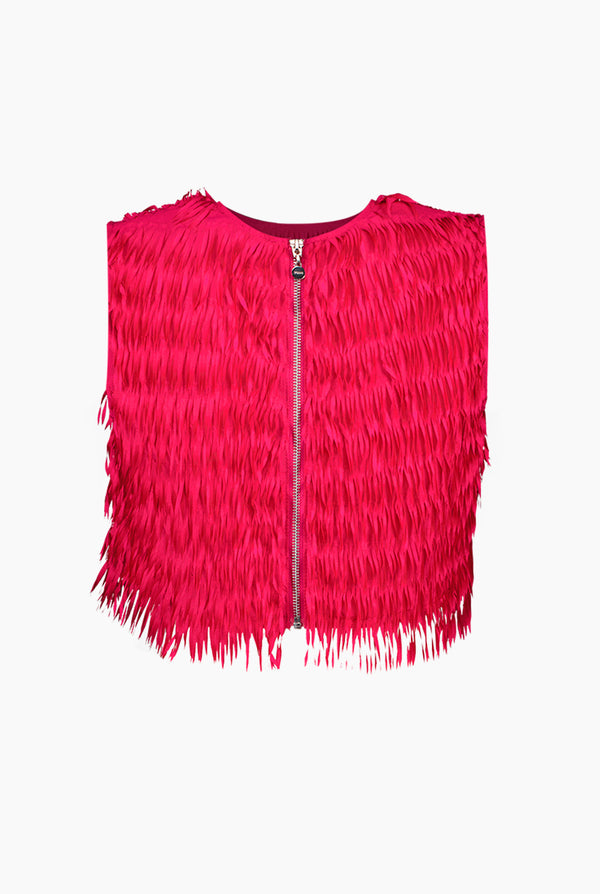 Top corto sin mangas fucsia