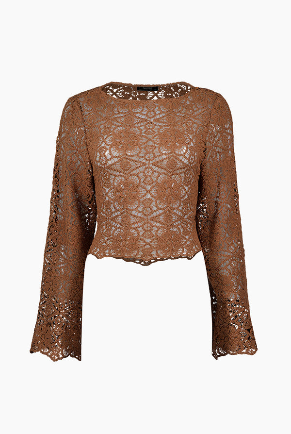 Blusa tejida de escote redondo