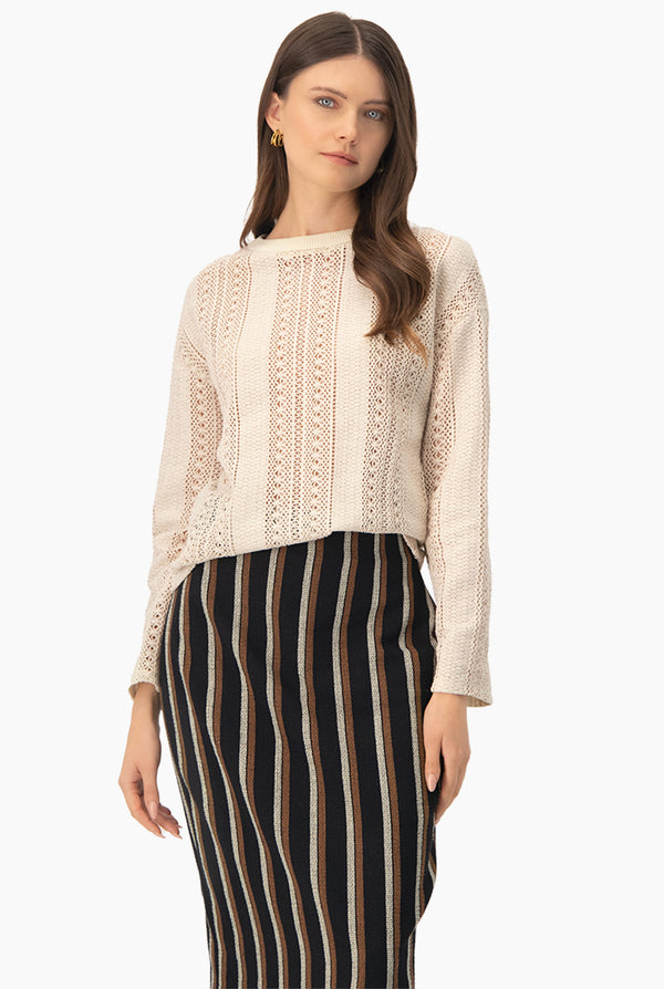 Blusa tejida en color natural