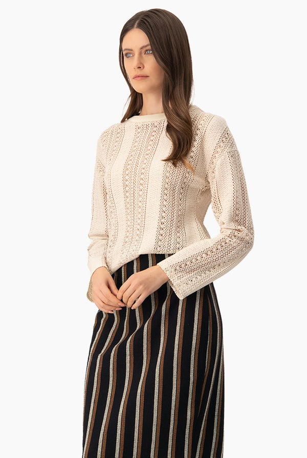 Blusa tejida en color natural