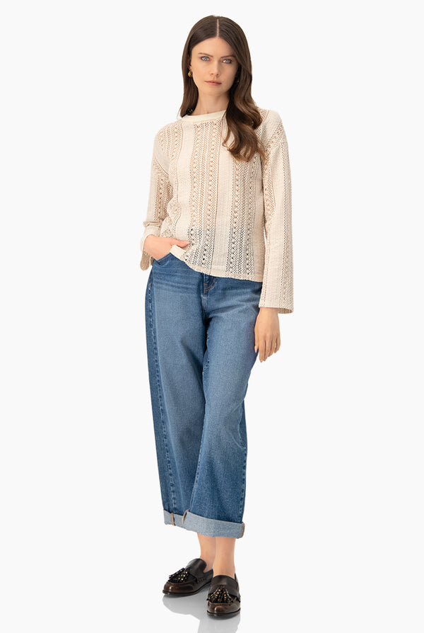 Blusa tejida en color natural