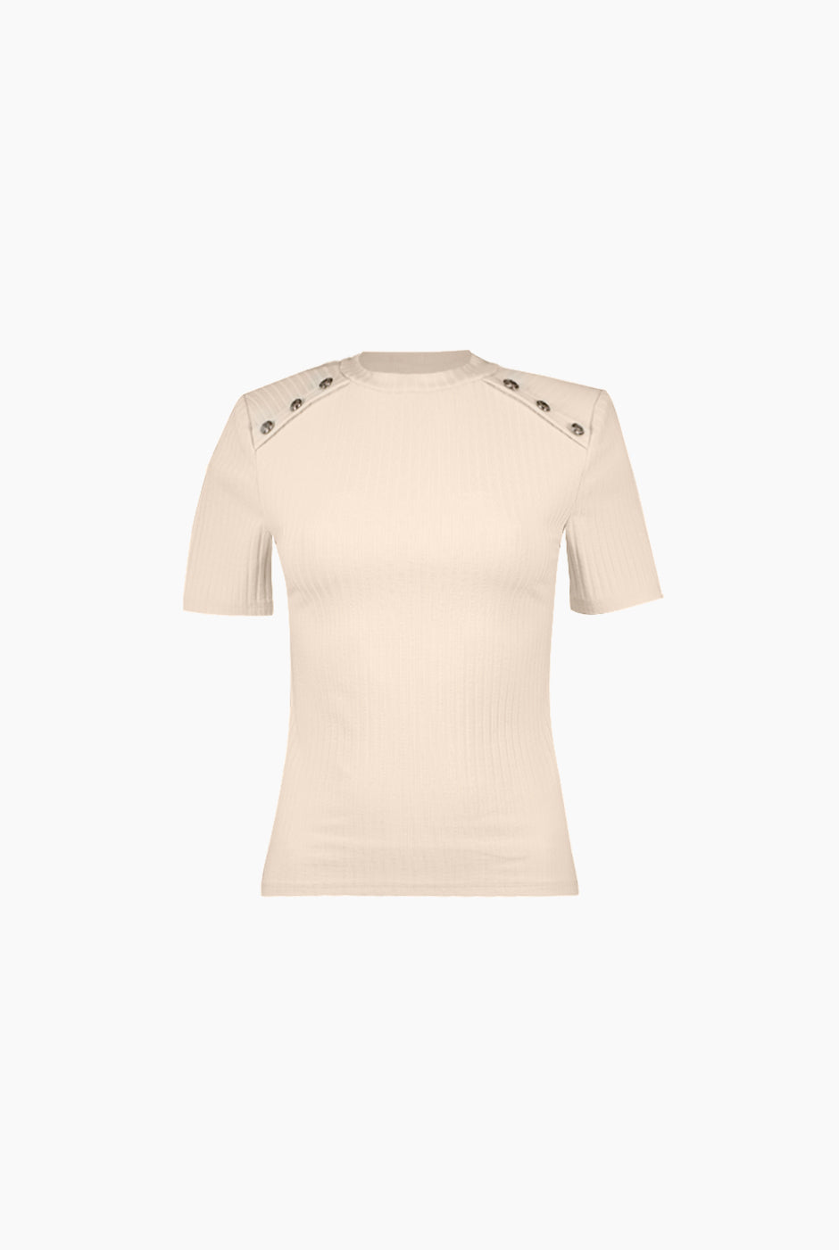 Blusa natural de canale con botones y cuello redondo