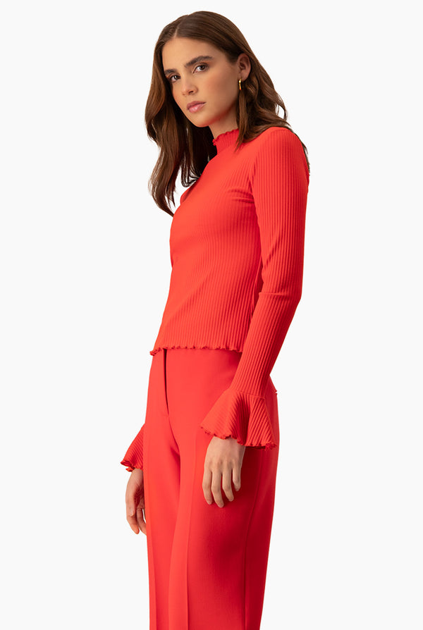 Blusa roja de cuello redondo