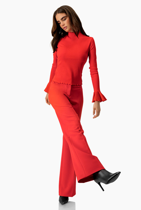 Blusa roja de cuello redondo