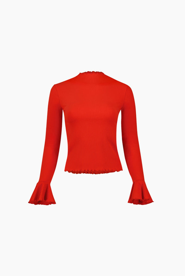 Blusa roja de cuello redondo