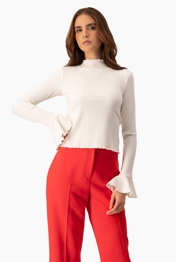 Blusa natural de cuello redondo