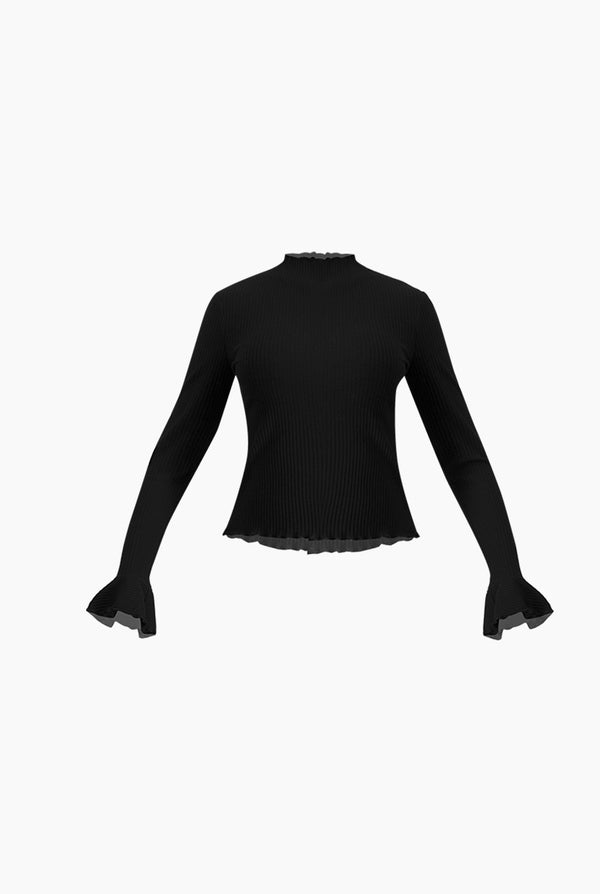 Blusa negra de cuello redondo