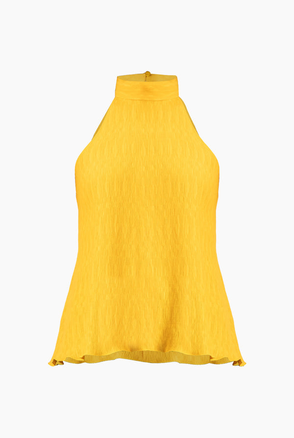 Blusa amarilla de cuello halter