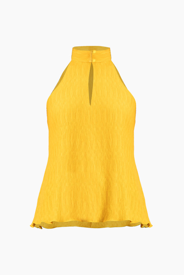 Blusa amarilla de cuello halter