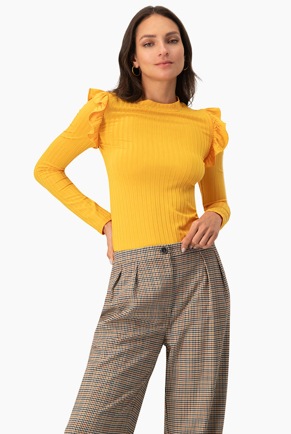 Blusa de manga larga volantes