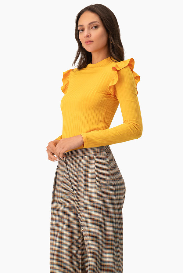 Blusa de manga larga volantes