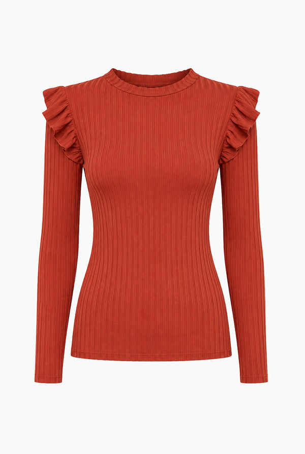 Blusa de manga larga con volantes