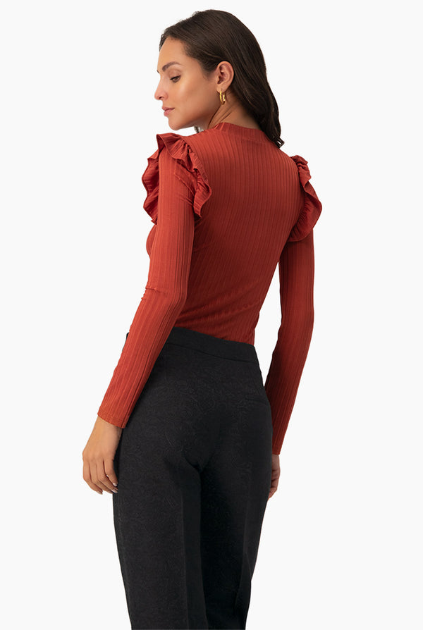 Blusa de manga larga con volantes