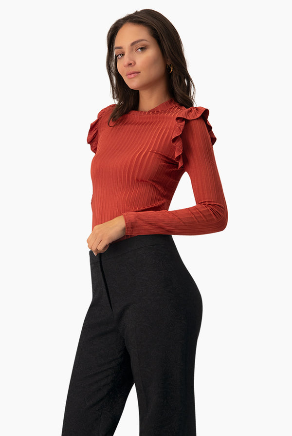 Blusa de manga larga con volantes