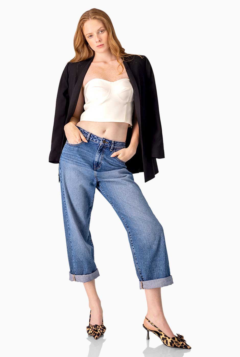 Top bustier liso natural con escote corazón