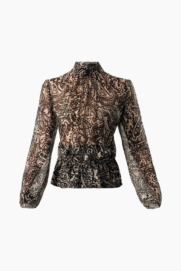 Blusa estampada cuello alto