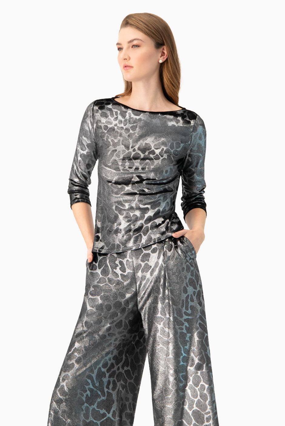 Blusa recta plata manga larga