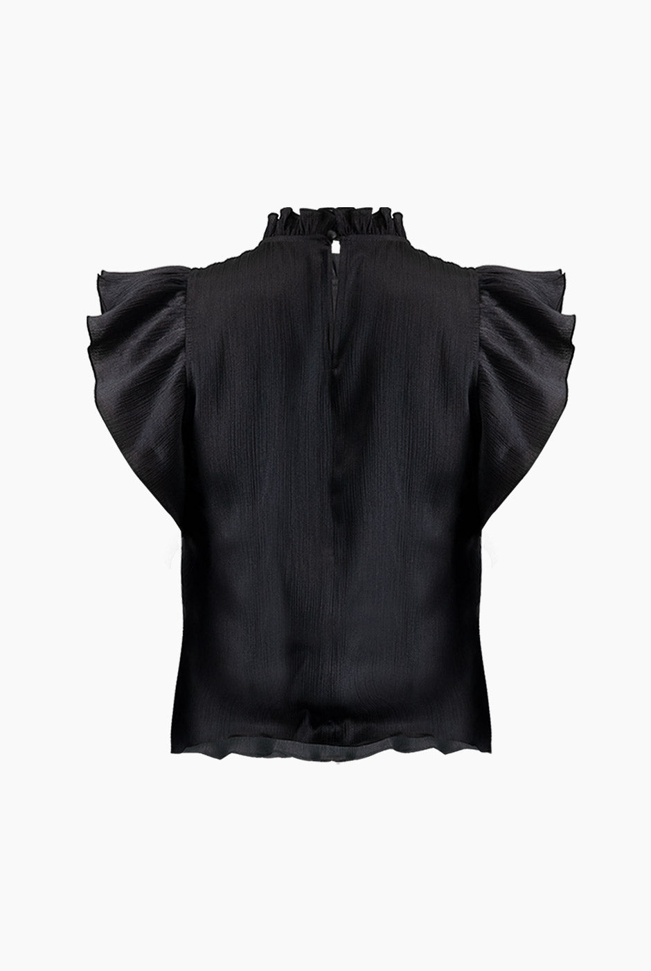 Blusa negra con volantes en los hombros
