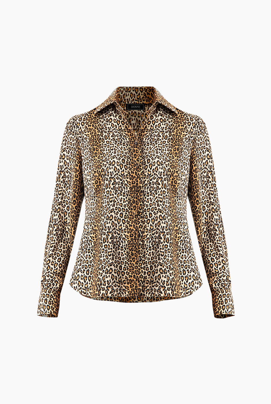 Blusa camisera larga con estampado de leopardo en color café
