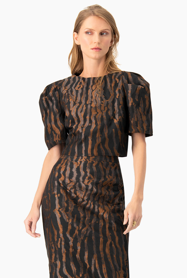 Blusa corta de manga globo