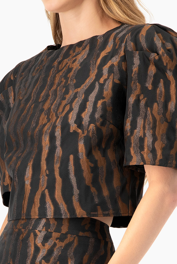 Blusa corta de manga globo