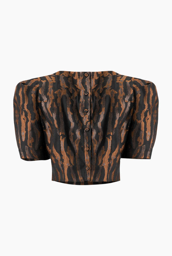 Blusa corta de manga globo