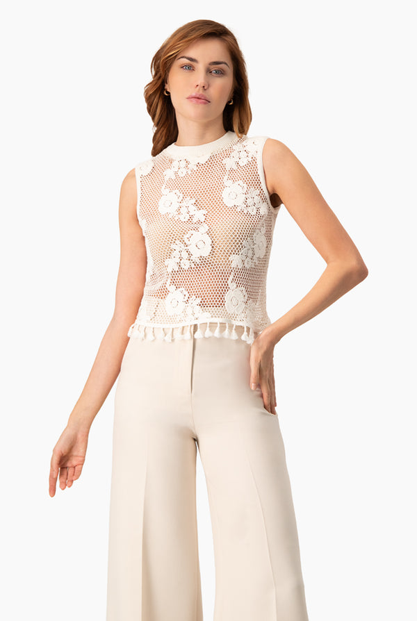 Blusa tejida con flecos