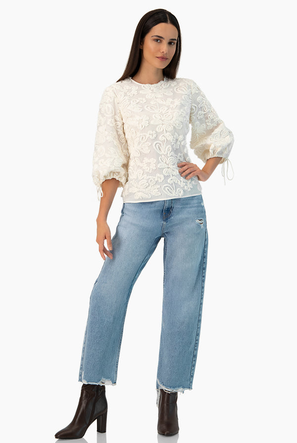 Blusa manga larga con amarre