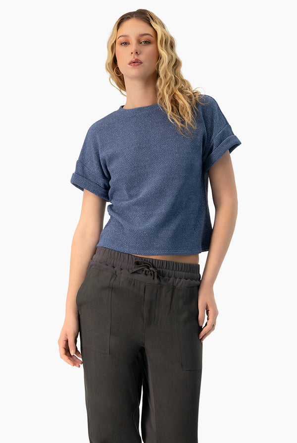 Blusa recta tejida cuello redondo