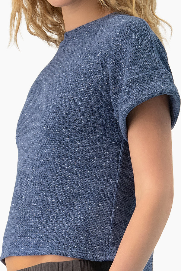 Blusa recta tejida cuello redondo