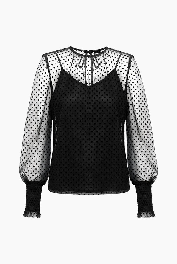 Blusa de lunares smock en mangas