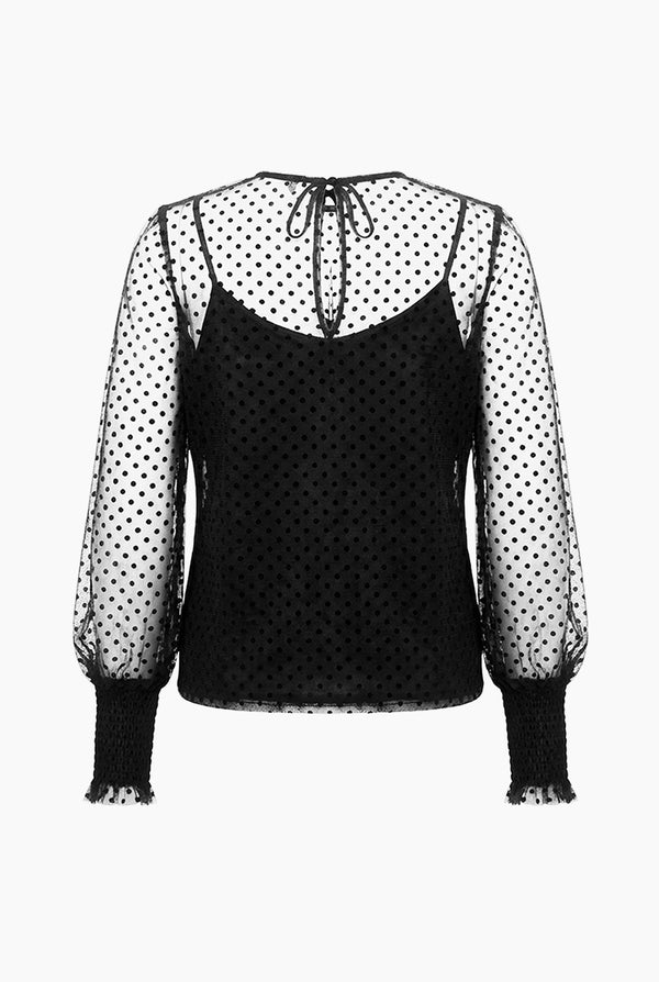 Blusa de lunares smock en mangas