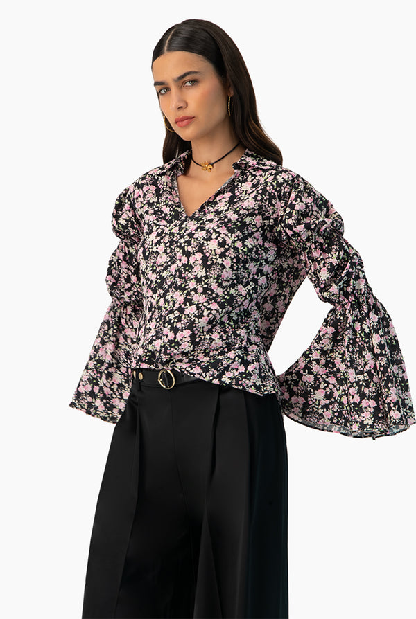 Blusa manga larga estampado floral