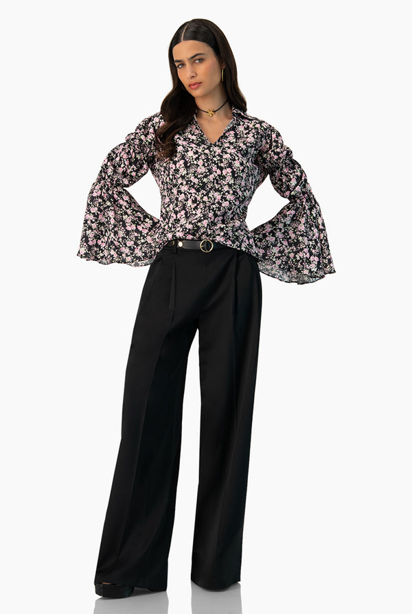 Blusa manga larga estampado floral