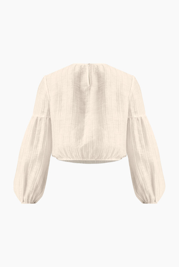 Blusa lisa de manga larga globo