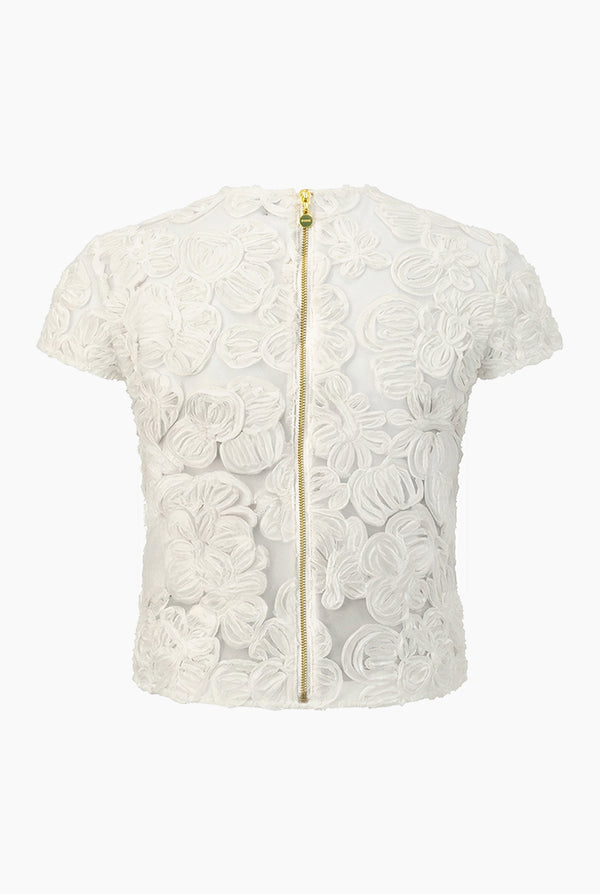 Blusa marfil de cuello redondo