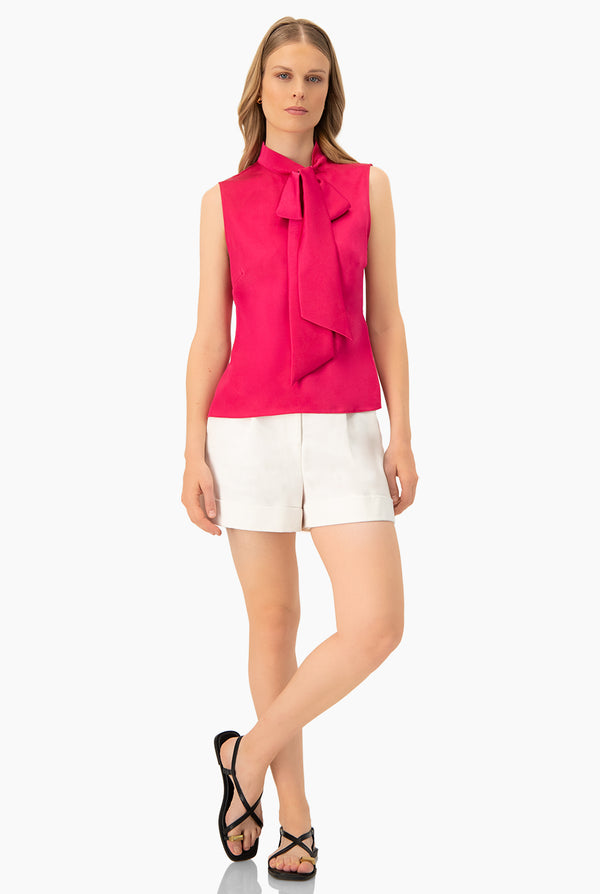 Blusa fucsia cuello con cinta