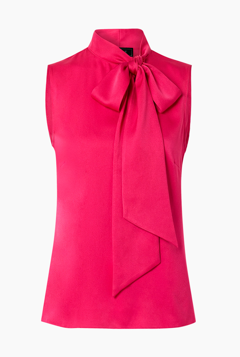 Blusa fucsia sin mangas con cuello lazo de Ivonne