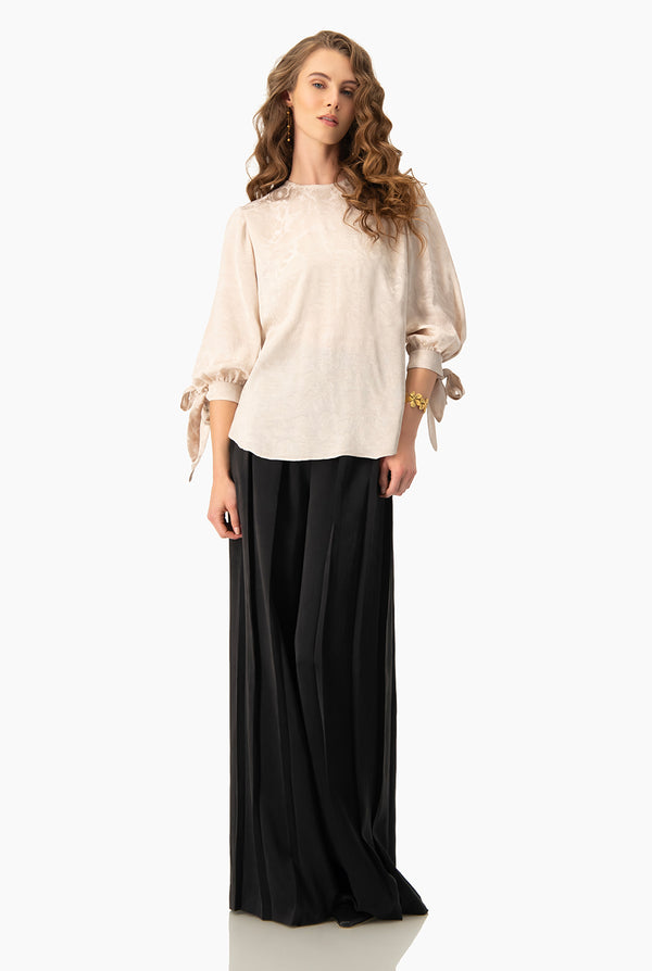 Blusa recta de manga con amarre