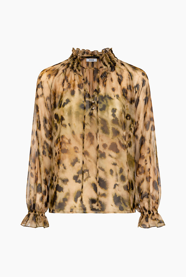 Blusa cuello alto y escote en V
