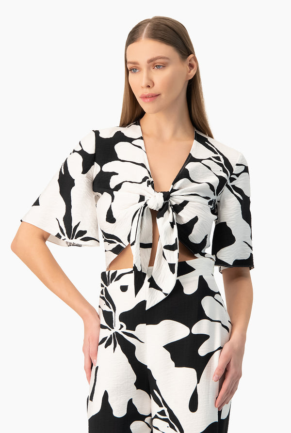 Blusa estampada de amarre